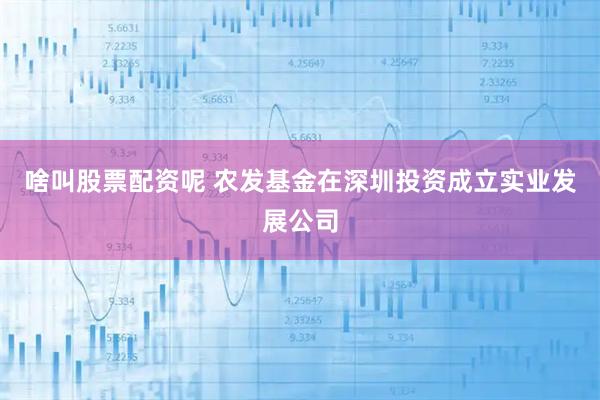 啥叫股票配资呢 农发基金在深圳投资成立实业发展公司